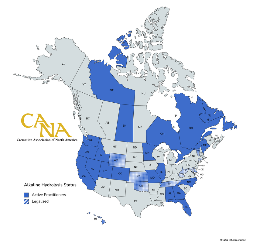 North American alkaline hydrolysis status map