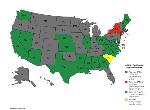United States map of certification approval by state